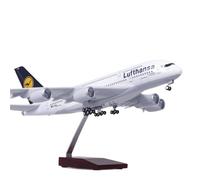 RIVPAHGQ Replica Aircraft Models 1/160 Scale Aircraft Die-cast Model 45cm For Lufthansa A380 Passenger Plane Model Collection Miniature Airplane Model(With light)