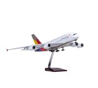 RIVPAHGQ Replica Aircraft Models 45cm A380 Scale Model Airplane 1:160 Asiana Airlines For Airbus 380 Aircraft Model Civil Aviation Cargo Plane Miniature Airplane Model(NO light)