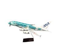 RIVPAHGQ Replica Aircraft Models 45cm Die-cast Metal Airplane 1:160 For Japan Airlines Green Turtle A380 Passenger Aircraft Model With Wheels Miniature Airplane Model(NO light)