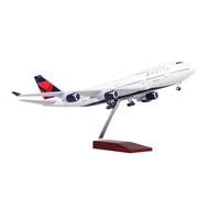 RIVPAHGQ Replica Aircraft Models 47cm Metal Die-cast Model Airplane 1/150 Scale For Delta Air Lines Passenger Aircraft Model For Boeing 747-400 Miniature Airplane Model(With light)