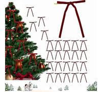 Rivweten 24 Pcs Velvet Christmas Bows for Christmas Tree Rustic Crafts Gift Bows Vintage Velvet Ribbon Bows for Xmas (Red)