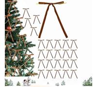 Rivweten 24 Pcs Velvet Christmas Bows for Christmas Tree Rustic Crafts Gift Bows Vintage Velvet Ribbon Bows for Xmas (Brown)