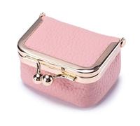 Rivweten Genuine Leather Mini Jewelry Box, Genuine Leather Mini Jewelry Box/Organizer for Women - Mini Jewelry Travel Case,Small Travel Coin Purse Organizer Storage (Pink)