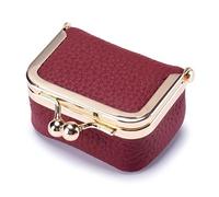 Rivweten Genuine Leather Mini Jewelry Box/Organizer for Women - Mini Travel Jewelry Case, Small Travel Coin Purse Organizer Storage (Red)