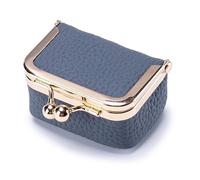 Rivweten Genuine Leather Mini Jewelry Box/Organizer for Women - Mini Travel Jewelry Case, Small Travel Coin Purse Organizer Storage (Blue)