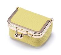 Rivweten Genuine Leather Mini Jewelry Box/Organizer for Women - Mini Travel Jewelry Case, Small Travel Coin Purse Organizer Storage (Yellow)