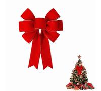 Rivweten Red Bows Christmas Large Velvet Bow Decorations Big Wired Velvet Bow with Gold Border for Wreaths Outdoor, Tree Topper (1Pc)