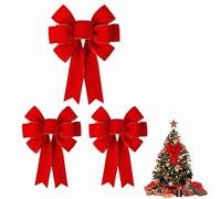 Rivweten Red Bows Christmas Large Velvet Bow Decorations Big Wired Velvet Bow with Gold Border for Wreaths Outdoor, Tree Topper (3Pc)