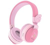 Riwbox Kids Headphones Wireless, BT05 Wings Kids Bluetooth Headphones Over Ear 85dB/103db Volume Control Children Foldable Headphones with Mic/TF Card for Tablet/PC/Smartphone/School (Pink)