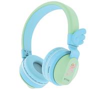 Riwbox Kids Wireless Headphones, BT05 Wings Kids Bluetooth Headphones Over Ear 85dB/103db Volume Control Children Foldable Headphones with Mic/TF Card for Tablet/Smartphone/School (Blue&Green)