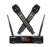Riworal Wireless Microphone System Uhf Cordless Mic Set Bluetooth Karaoke Machine Dual Handheld Dynamic with BT Receiver Box + Volume Control for Karaoke Speech Church… (Sldx4)