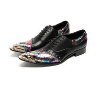 RIXANT Men's Sequin Oxford Shoes Formal Dress Lace Up Metal Stud Decor Luxury Party Shoes for Prom Events(7 UK) Black