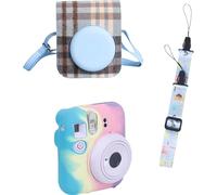 Rixavleo Camera Accessories Bundle for Polaroid Mini 12, Colorful Silicone Case + Crossbody Camera Bag + Adjustable Strap (Blue Cat Pattern), Protective 3-in-1 Kit for Instant Photo Fun (Dark color)