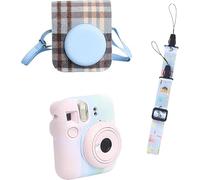 Rixavleo Camera Accessories Bundle for Polaroid Mini 12, Colorful Silicone Case + Crossbody Camera Bag + Adjustable Strap (Blue Cat Pattern), Protective 3-in-1 Kit for Instant Photo Fun (Light color)