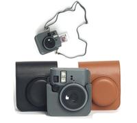Rixavleo Camera Protective Case Compatible with Polaroid Mini 41, Vintage PU Leather Camera Carrying Storage Bag with Adjustable Shoulder Strap &Pocket for Film (Gray)