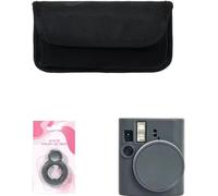 Rixavleo Digital Camera Accessories for Instax Mini 41: Storage Bag + Lens Cap + Selfie Mirror，Wear-Resistant, Shockproof, Storage and Dust-Proof (dark grey lens cap,grey selfie mirror)