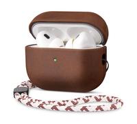 Rixeny Genuine Crazy Horse Leather Case Cover for Apple AirPods Pro 3 2025 | Vintage with Lanyard, Full-Grain Leather, Grow Dark with Patina, Compatible with MagSafe, Easy Carry, Dark Brown