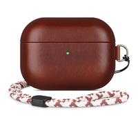 Rixeny Genuine Veg-Tanned Leather Case Cover for Apple AirPods Pro 2/1 | Elegant Style with Lanyard, Full-Grain Leather, Sync Button, Grow Dark with Patina, Compatible with MagSafe, Red Brown