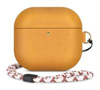 RIXENY Leather Case Compatible With AirPods 4, D Clip Design with Hand Lanyard, Genuine Crazy Horse Leather Case for AirPods 4th Generation(2024),Handcrafted, Vintage Style, Khaki Brown