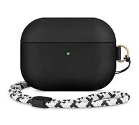 RIXENY Leather Case Compatible With AirPods Pro 2, Sync Button, D Clip Design with Hand Lanyard, Genuine Leather Case for AirPods Pro 2nd Generation(2022-2024),Vintage Style, Black