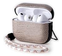 Rixeny Lizard-Grain Vegan Leather Case Cover for Apple AirPods Pro 3 2025