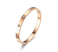 RIXERKOC 18k Gold Plated Love Friendship Bracelet with Cubic Zirconia Stones Bangle for Women Men Stainless Steel Bangle for Love Couple Jewellery Bangle Gifts, 9 centimeters, Titanium, Cubic Zirconia
