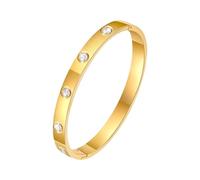RIXERKOC 18k Gold Plated Love Friendship Bracelet with Cubic Zirconia Stones Bangle for Women Men Stainless Steel Bangle for Love Couple Jewellery Bangle Gifts, 48*58mm, Stainless Steel, Cubic
