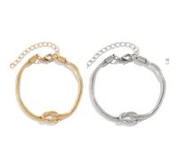 RIXERKOC Couples Bracelets, 18K Gold Plated, Love Knot, Bracelet, Ornate Snake Necklace, Infinity Bracelet Set, Adjustable Friendship Bracelet, Gifts for Christmas and Valentine's Day