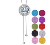 RIXERKOC Essential Oil Diffuser Necklace for Women, Aromatherapy Pendant Necklace, Adjustable Stainless Steel Chain with 10 Felt Pads, Essential Oil Jewellery Gift for Women Men, one size, Alloy, No