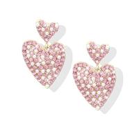 RIXERKOC Red Heart Earrings for Women, Rhinestone Valentine's Day Earrings, Hypoallergenic Sparkling Drop Earrings with Heart, Romantic Gifts for Valentine's Day, Birthday, Anniversary, one size