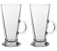 RIXI Latte Coffee Glasses, Tall Coffee Mugs with Handle, Large Size Glass, Tall Funnel Clear Glasses for Iced Coffee, Cappuccino, Hot Chocolate, Big Plain Glasses Set of 2, Transparent