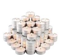 RIXI Tea Light Candles, Unscented, Round Aluminum Base, Premium Grade Wax, Suitable for Candle-Light Dinner, Festive & Religious Decorations, Spa Nights (4 Hour Pack of 200)
