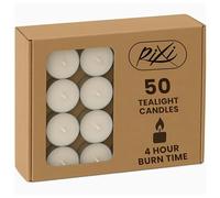 RIXI Unscented Tea Lights,4 Hour Burn Time (3.8cm D x 1.8cm H),Smoke-Free,Clean Bright Flame - Long-Lasting Wax Tealight Candles, Ideal for Weddings,Home Décor,Aromatherapy (Pack of 50)