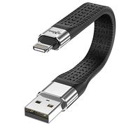 Rixmie Short USB A to Lightning Cable, [MFi Certified-13.5cm] 30W Fast Charging for 14 Pro/14/13/13 Pro/12 Pro Max/12/11/11 Pro/X/XS, AirPods, iPad Pro Air Mini, MacBook (Not Work with DAC)- Black