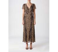 RIXO LONDON Animalier Viscose Midi Dress - Size: L - female
