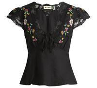 RIXO Women's Elaine Top Sun Embroidery Black