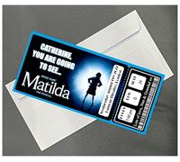 Rixon and Bryce Personalised Gift Ticket Matilda The Musical Theatre Concert Show Gig Ticket Gift, Customisable with Name, Event Details, Venue, Date, Matilda Themed Design with Envelope