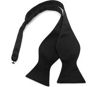 Rixotix Black Self Tie Bow Ties for Men, Solid Plain Tuxedo Wedding Bowties, Adjustable Pre-Tied Bowtie, Classic Men's Handmade Polyester Bow Tie, Durable & Stylish for Formal Events