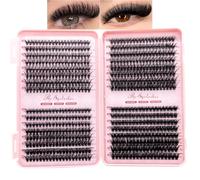 Riya 640pcs Wispy Cluster Lashes D Curl Individual Eyelashes 8-16mm Natural DIY Lash Clusters Fluffy Lashes Individual Cluster for Women(40+50+60+80)