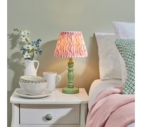 riyadh coral pink 20cm shade wood table lamp in cotswold green