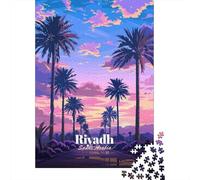Riyadh, Saudi Arabia Palm Trees Sunset 1000 Piece Jigsaw, Festive Gift, 38x26cm/1000pcs
