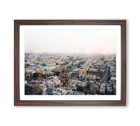 Riyadh Skyline In Saudi Arabia Painting Modern Art Framed Print | A2 Walnut Framed Wall Art | Ready to Hang | Modern Cityscape Picture | Living Room Bedroom Lounge Office