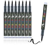 RiyaNed 8 Black Pens Permanent Marker 1.0-6.0 mm Acrylic Pens Suitable for Stone, Wood, Glass, Ceramic, Canvas, Tyres and Textiles