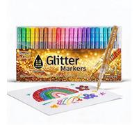 RiyaNed Glitter Pens Marker Pens, 24 Colours Double Line Metallic Outline Pens.