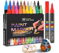 RiyaNed paint Pens,20 Colours Waterproof Permanent Marker 3.0mm Quick-drying Suitable for ceramic, stone, canvas, metal, wood, glass, Christmas decoration design painting.