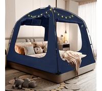 RIYDH Bed Tent Bed Canopy Breathable 100% for Adult and Kids Light Reduction Sleeping Dream Tents Indoor Portable Big Space with String Light 4 Doors Twin Full Queen King Size