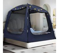 RIYDH Bed Tent Bed Canopy Breathable 100% for Adult and Kids Light Reduction Sleeping Dream Tents Indoor Portable Big Space with String Light 4 Doors Twin Full Queen King Size