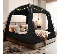 RIYDH Bed Tent Bed Canopy Breathable 100% for Adult and Kids Light Reduction Sleeping Dream Tents Indoor Portable Big Space with String Light 4 Doors Twin Full Queen King Size