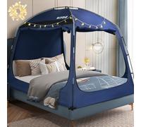 RIYDH Bed Tent Bed Canopy Breathable 100% for Adult and Kids- Original Design Light Reduction 93% Sleeping Dream Tents Indoor Portable Big Space with String Light 3 Doors Twin Full Queen King Size