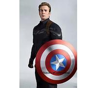 Riyex Medieval Shield Metal Prop Replica Shield Metal 1:1,MCU Marvel Cosplay,The Captain Steven Rogers, Red, 22 Inch